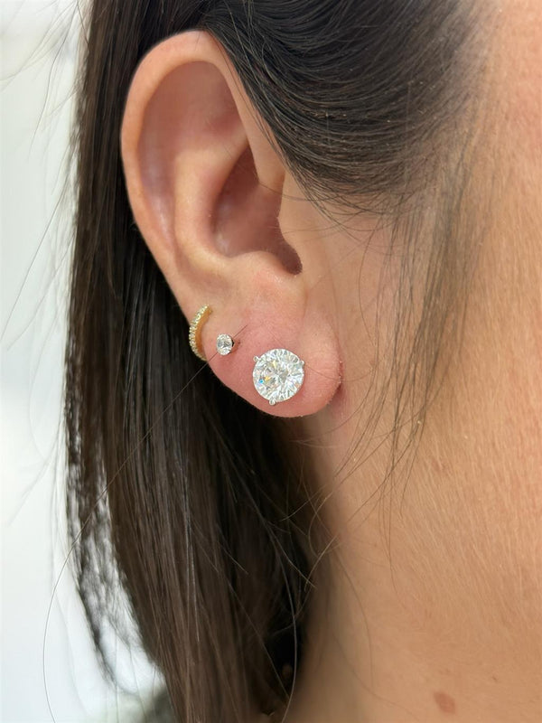 Classic & Contemporary 14K White Gold Martini Set Natural 1.5 Carats Diamond Stud Earrings