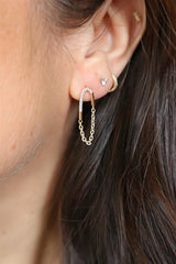 Classic & Contemporary 14K Yellow Gold 0.15 Carats Diamond Flexible Oval Dangle Earrings
