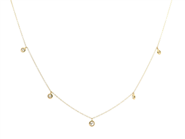 Elegant Diamond Necklaces 18K Gold Yellow 0.51 Carats Diamond Fringe Station Necklace - 18 Inch