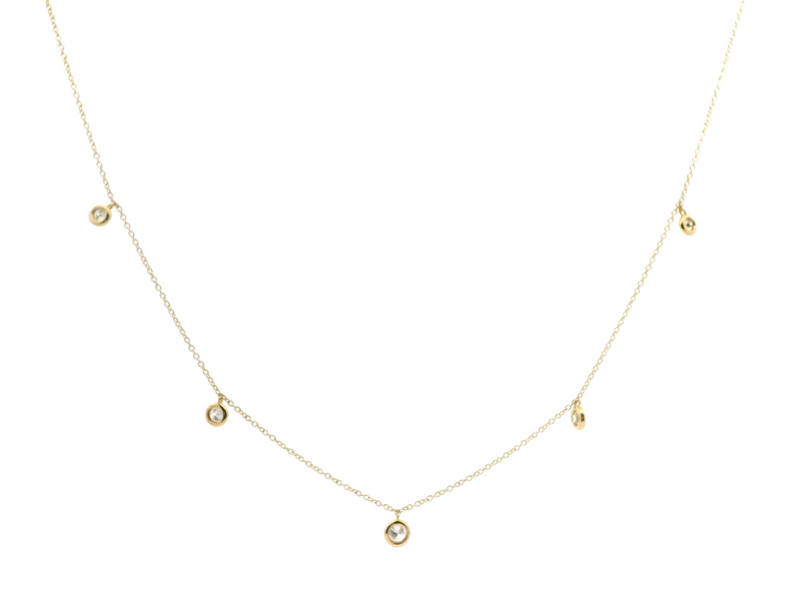 Elegant Diamond Necklaces 18K Gold Yellow 0.51 Carats Diamond Fringe Station Necklace - 18 Inch