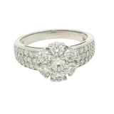 Elegant & Trendy 18K White Gold 1.63 Carats Diamond Floral Inspired Ring