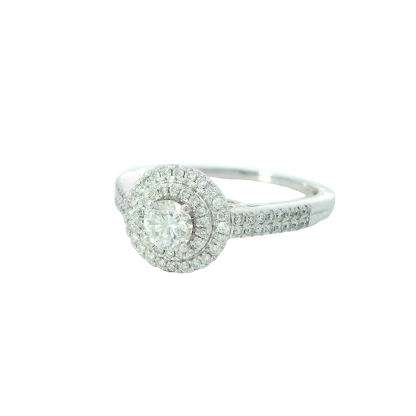 Two-Toned 14 Karat Gold 0.74 Carats Diamond Halo Engagement Ring