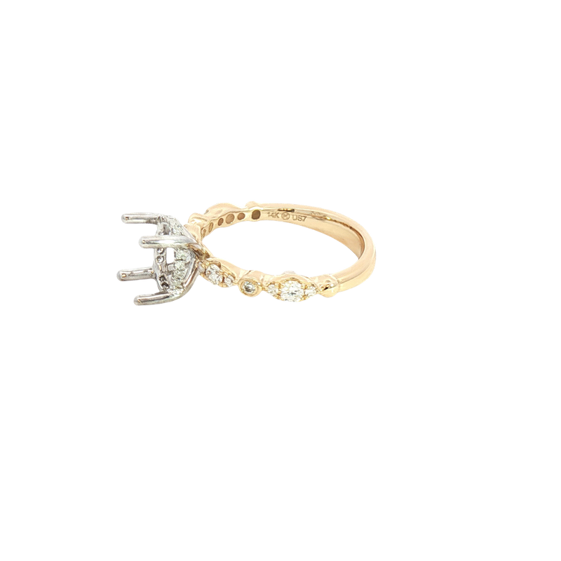 Elegant Diamond Mountings 14K Yellow & White Gold 0.38 Carats Diamond Semi Mount Ring