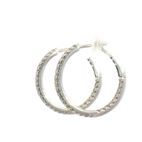 Classic & Contemporary 14K White Gold 0.77 Carats Diamond Medium Inside Out Hoop Earrings