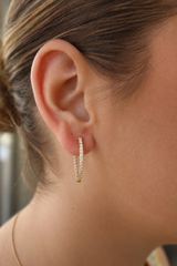 Classic & Contemporary 18K Yellow Gold 1.13 Carats Diamond Pointed Oval Inside Out Hoop Earrings