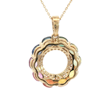 Vibrant Colored Stone Necklaces 14K Yellow Gold 2.17 Carats Multi Colored Sapphires & 0.12 Carats Diamond Necklace, 18 Inch