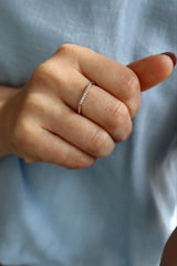 Elegant & Trendy 14K White Gold 0.06 Carats Diamond Stack Band