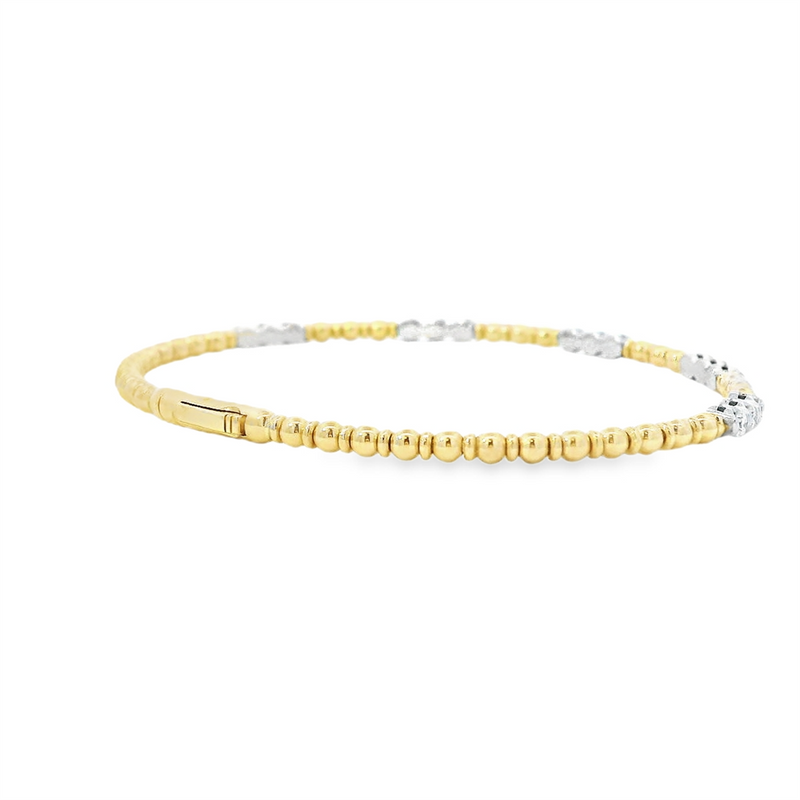 Sophisticated & Timeless Diamond Bracelets 14K Gold & Titanium Two-Toned Yellow & White Diamond Flexible Bangle Bracelet - 0.61 CTW, Size 6.5 Inch