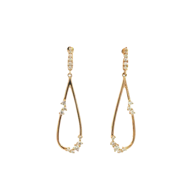 Classic & Contemporary 18K Yellow Gold 0.29 Carats Diamond Dangle Earrings