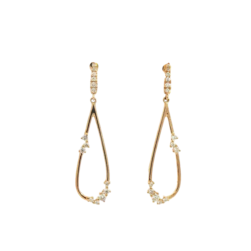 Classic & Contemporary 18K Yellow Gold 0.29 Carats Diamond Dangle Earrings