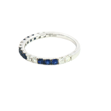 Bold & Elegant 14K White Gold 0.39 Carats Blue Sapphire & 0.28 Carats Diamond Stackable Band