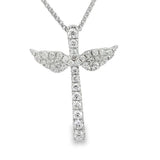 Elegant Diamond Necklaces & Pendants 18K White Gold 0.48 Carats Diamond Angel Inspired Cross Pendant