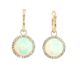 Vibrant Color Stone 14K Yellow & White Gold 4.92 Carats Opals & 0.34 Carats Diamond Halo Dangle Earrings