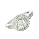 Two-Toned 14 Karat Gold 0.74 Carats Diamond Halo Engagement Ring