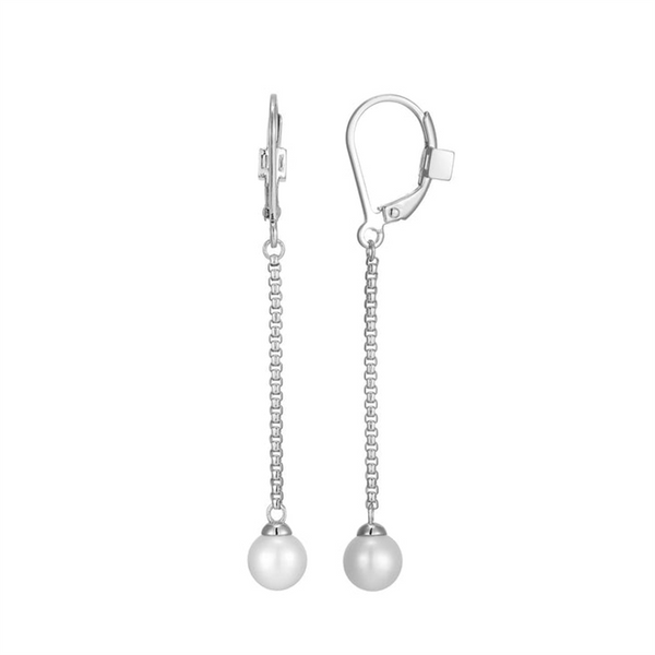 Timeless & Sophisticated Design Sterling Silver Fresh Water Pearls Dangle Earrings