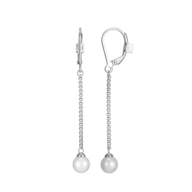 Timeless & Sophisticated Design Sterling Silver Fresh Water Pearls Dangle Earrings