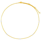 Elegant Diamond Necklaces 14K Yellow & White Gold 0.13 Carats Diamond Station Necklace - 18 Inch