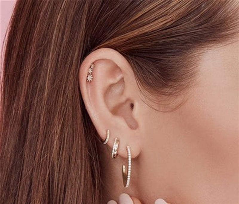 Classic & Contemporary 14K Yellow Gold 0.04 Carats Diamond Huggie Earrings