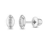 Sterling Silver Football Screw Back Earrings