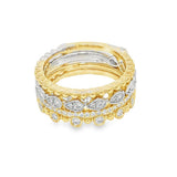 3 Pieces - 14K White & Yellow Gold 0.53 Carats Guard & 2 Rings Set