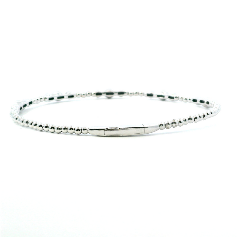 Sophisticated & Timeless Diamond Bracelets 14K Gold White & Titanium Flexible Diamond Bangle Bracelet - 0.69 CTW, Size 6.75 Inch