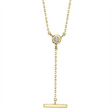 Elegant Diamond Necklace 14K Gold Yellow 0.03 Carats Diamond Solitaire Lariat Necklace - 20 Inch