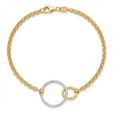 Elegant & Durable Designs 10K Yellow & White Gold Rolo Bracelet - 7.5 Inch
