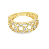 Elegant & Trendy 18K Yellow Gold 0.55 Carats Diamond Open Weave Ring