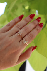 Elegant & Trendy 14K Yellow Gold 0.13 Carats Diamond Butterfly Ring