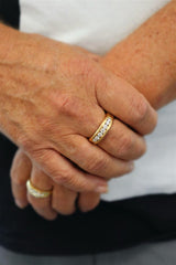Diamond Wedding Bands 18K Yellow Gold Satin & High Polish Finish Diamond Wedding Band
