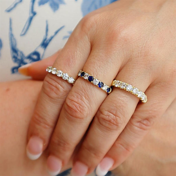 Elegant Diamond Bands 18K Yellow Gold 7 Stone 1.08 Carats Diamond Band