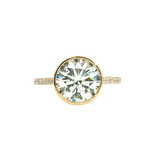 14K Gold Yellow Accented Round Lab Grown Diamond Bezel Engagement Ring - Lab-Grown 3.18 CTW Diamond
