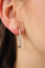 Classic & Contemporary 18K Yellow Gold Inside Out 0.93 Carats Diamond Large Oval Hoop Earrings