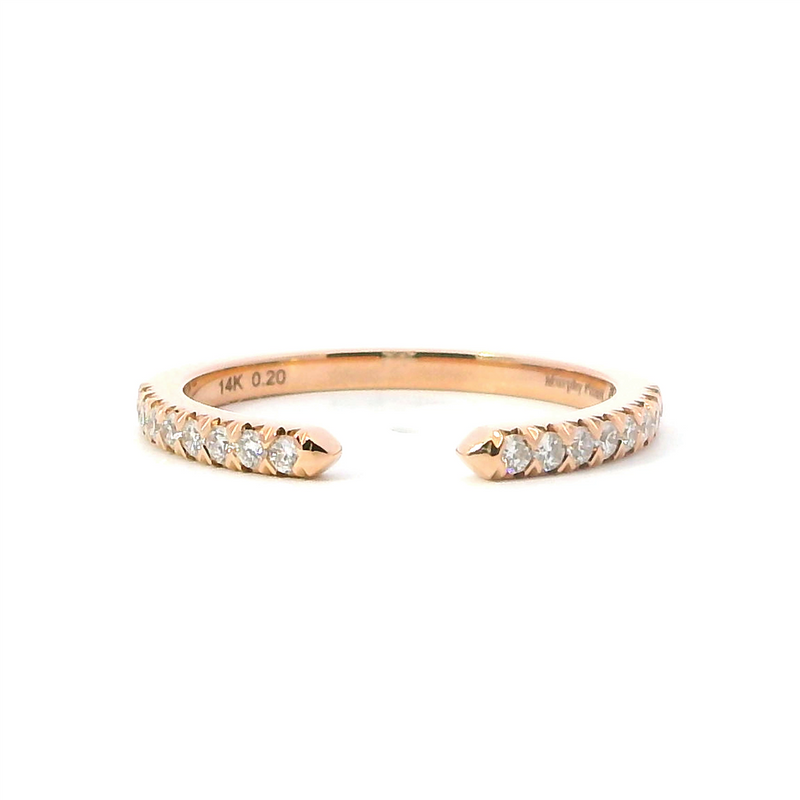 Elegant Diamond Bands 14K Gold Rose Stackable 0.20 Carats Diamond Negative Space Anniversary Band