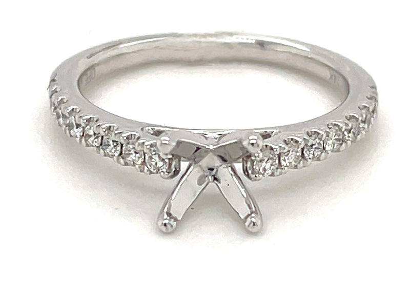 White 14 Karat Gold 0.23 Carats Diamond Semi-Mount Engagement Ring