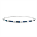 Elegant & Eye Catching 14K Gold White & Titanium 0.92 Carats Sapphire & 0.41 Carats Diamond Flexible Bangle Bracelet, Length 6.5 Inch