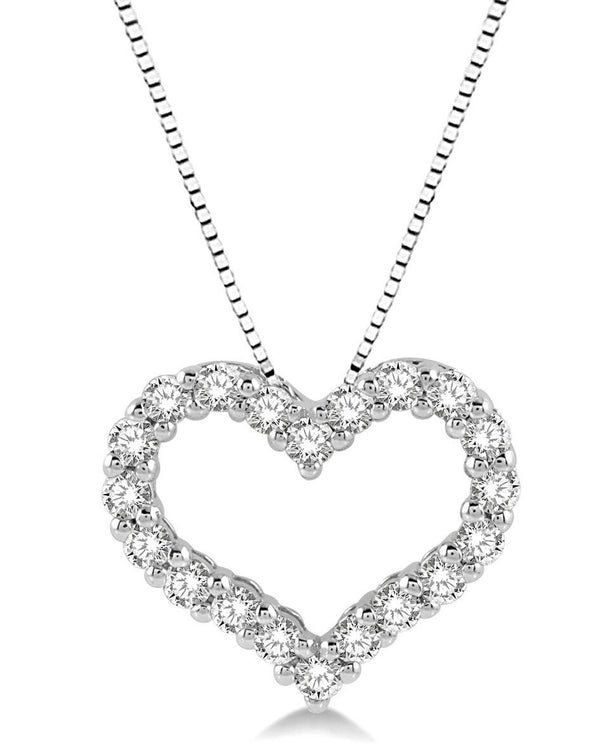 White 14 Karat Gold 0.25 Carats Diamond Heart Pendant