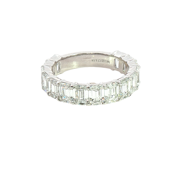 Elegant Diamond Bands 14K White Gold 4.64 Carats Emerald Cut Lab Grown Diamond Anniversary Band