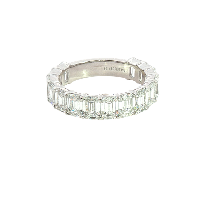 Elegant Diamond Bands 14K White Gold 4.64 Carats Emerald Cut Lab Grown Diamond Anniversary Band