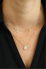 Elegant Diamond Necklaces 18K Gold Yellow 0.51 Carats Diamond Fringe Station Necklace - 18 Inch