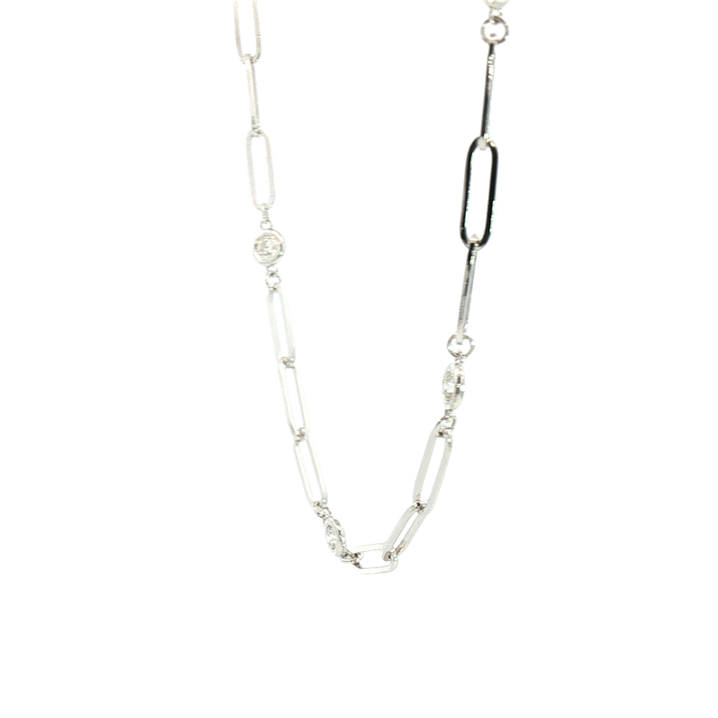 Elegant Diamond Necklaces 14K White Gold 0.98 Carats Diamond Station Necklace - 18 Inch