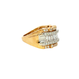 Elegant & Trendy 18K Yellow & White Gold Baguette & Round Cut 1.50 Carats Diamond Ring