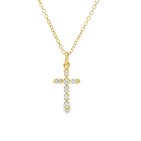 Elegant Diamond Necklaces 14K Gold Yellow 0.10 Carats Diamonds Cross Pendant Necklace - 18 Inch