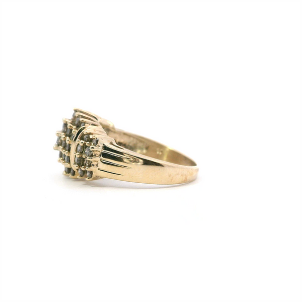 Elegant & Trendy 10K Gold Yellow Estate 1.00 Carats Brown Diamond Vintage Waterfall Fashion Ring