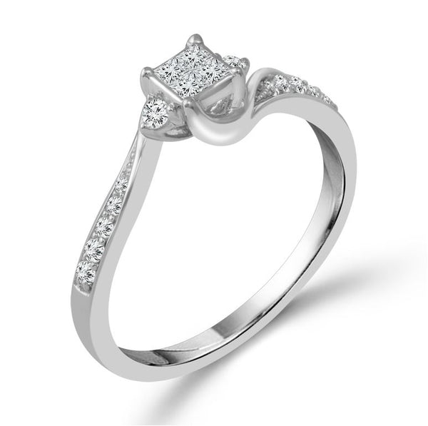 White 10 Karat Gold 0.25 Carats Diamond Channel Set Semi-Mount Engagement Ring