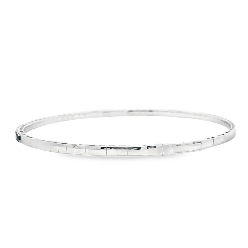 Elegant & Eye Catching 14K Gold White & Titanium 0.92 Carats Sapphire & 0.41 Carats Diamond Flexible Bangle Bracelet, Length 6.5 Inch