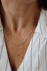Elegant Diamond Necklaces 14K Gold Yellow 0.29 Carats Diamond Station Necklace - 18 Inch