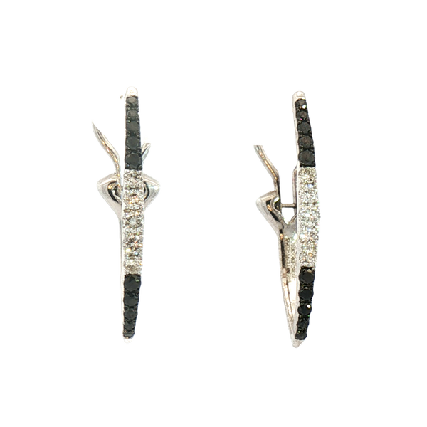 Classic & Contemporary 14K White Gold 0.55 Carats Black & White Diamond Medium Ellipse Hoop Earrings