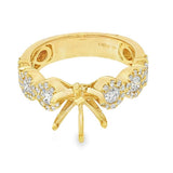 Elegant Diamond Mountings 18K Yellow 0.95 Carats Diamond Semi Mount Ring