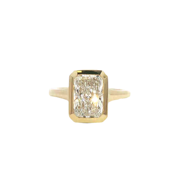 14K Gold Yellow Lab Grown Radiant Diamond Bezel Hidden Collar Engagement Ring - Lab-Grown 3.23 CTW Diamond